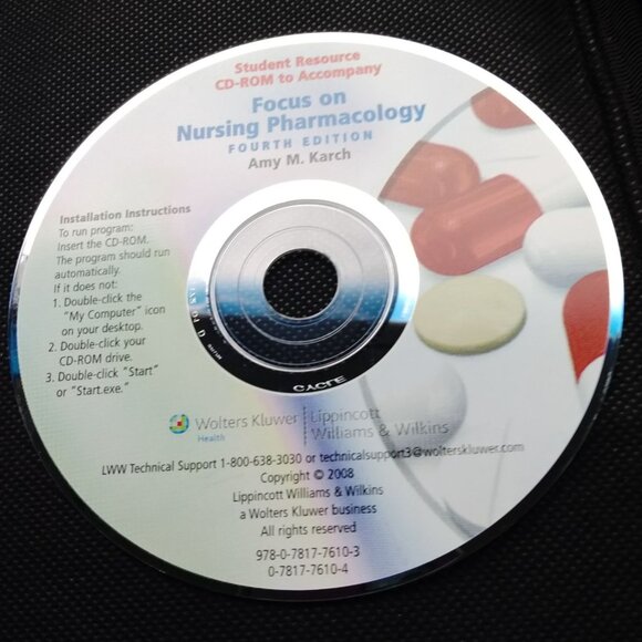 Focus On Nursing Pharmacology CD Student Resource Karch Wolters Kluwer 4th Ed - Picture 1 of 4